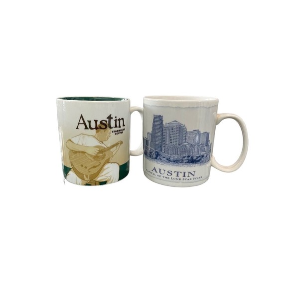 Starbucks Other - Starbucks Collector Series City Austin Texas Guitar Coffee Mug 16 oz Set Of 2